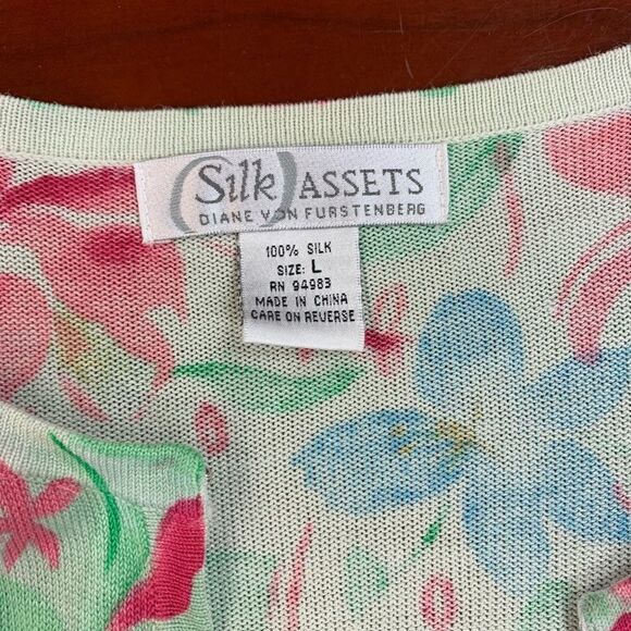 Diane Von Furstenberg Silk Assets Floral Twin Set sz L NWT - Picture 6 of 6